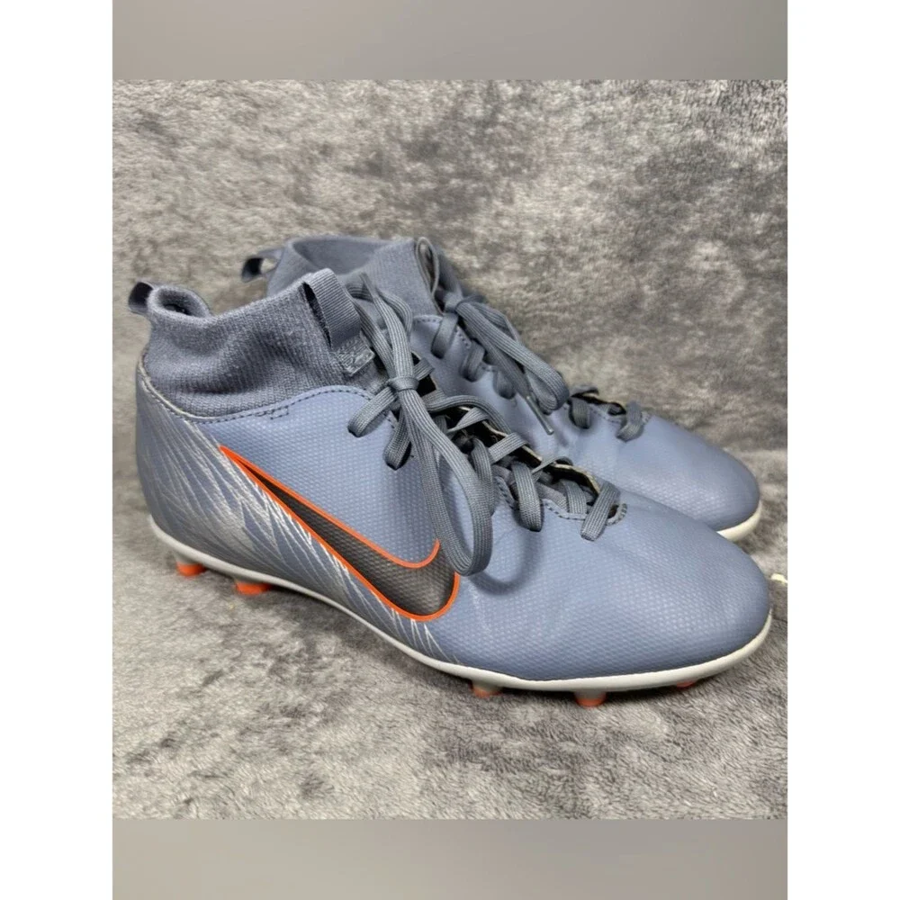 5.5Y Nike Mercurial Superfly 6 Club FG MG‎ Soccer Cleat Mid Lace Up Grey Orange